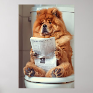 Grappige Chow Chow Badkamer Print, Hond Leest Poster