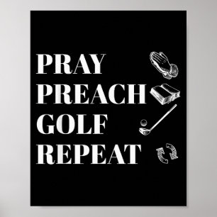 Grappige christelijke gebed preek golf herhaal dom poster