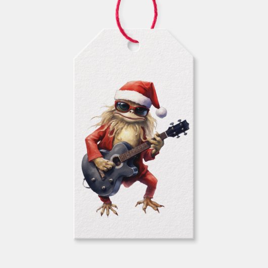 Grappige Christmas Frog Rock Band Gift Wrap To Fro Cadeaulabel (Voorkant)