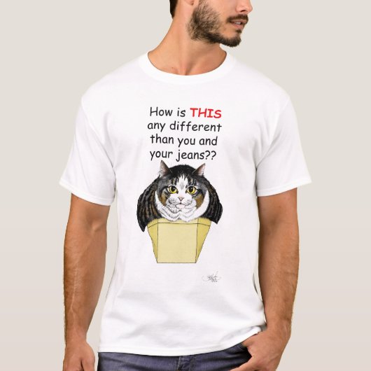 Grappige Chubby Tabby Cat Box T-shirt (Voorkant)