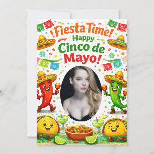 Grappige Cinco de Mayo 2026 Fiesta Tijd Taco Feest Kaart
