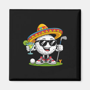 Grappige Cinco De Mayo-golfbal met sombrero-margar Magneet