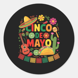 Grappige Cinco De Mayo Mexicaanse Sombrero Hoed Ma Ronde Sticker