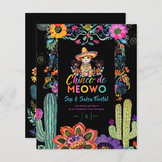 Grappige Cinco De Mayo Sip en Salsa Cat FIESTA (Voorkant / Achterkant)