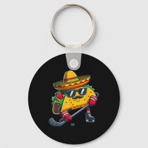 Grappige Cinco De Mayo Taco IJshockeyspeler Mannen Sleutelhanger