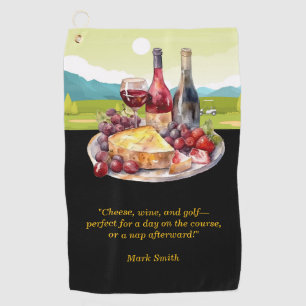 Grappige citaten voor golfers over kaas wijn golfhanddoek