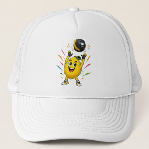 Grappige Citroen Gewichtheffen Cartoon Gym Workout Trucker Pet