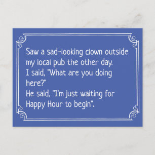 Grappige clown in pubgrapje briefkaart