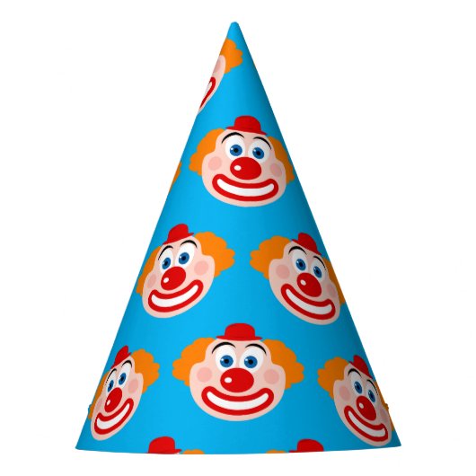 Grappige clown kind verjaardagsfeestje papier kege feesthoedjes (Voorkant)
