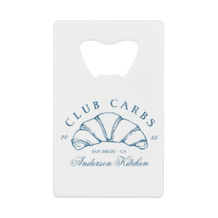 Grappige Club Carbs Croissant Hand Getekende Doodl Kredietkaart Flessenopener