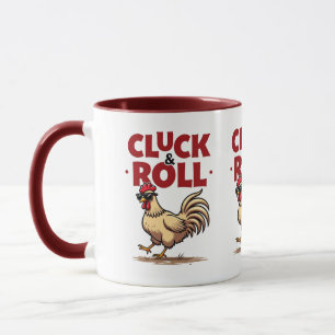 Grappige "Cluck & Roll" Koele Haan Cartoon Ontwerp Mok