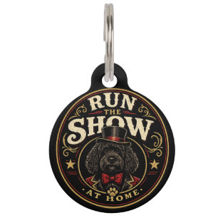 Grappige Cockapoo-halsband – Run The Show Pet ID-t Huisdierpenning