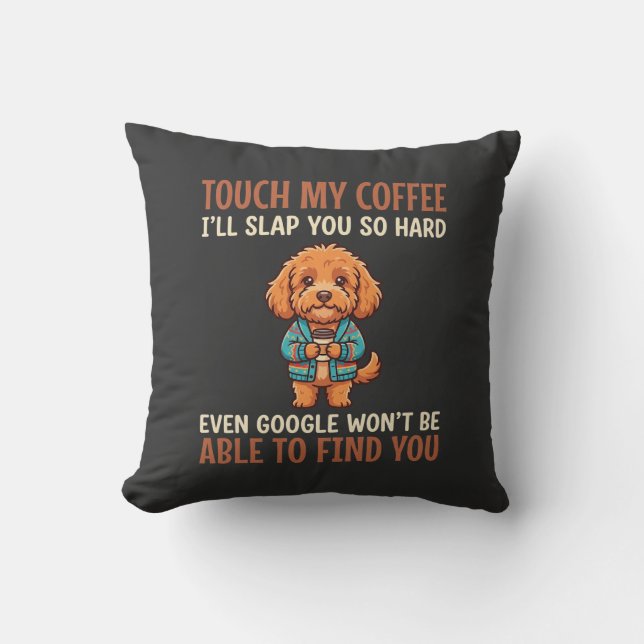 Grappige Cockapoo Koffieliefhebber Kussen (Voorkant)