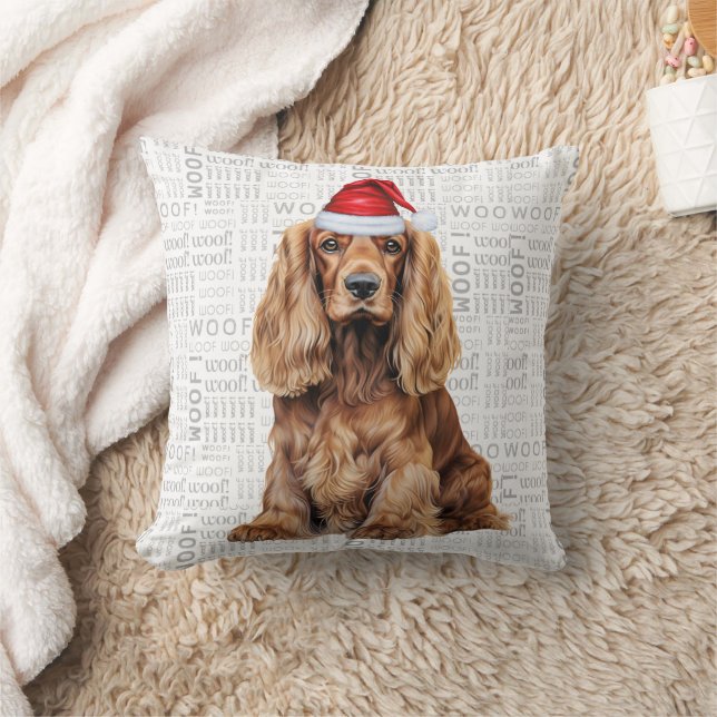 Grappige Cocker Spaniel Hond Waterverf Kerstmis Kussen (Deken)
