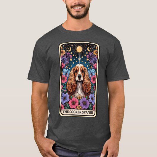 Grappige Cocker Spaniel Tarot Kaart T-shirt (Voorkant)