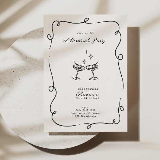 Grappige cocktail minimalistische verjaardagsfeest kaart