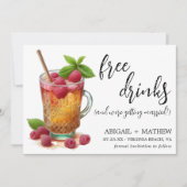 Grappige Cocktail Raspberry Trendy Foto Bruiloft Save The Date (Voorkant)