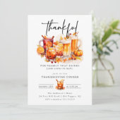 Grappige cocktails Dankbaar Thanksgiving Diner Kaart (Staand voorkant)