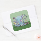 Grappige coctopus haken vierkante sticker (Envelop)