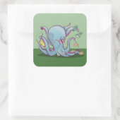 Grappige coctopus haken vierkante sticker (Tas)