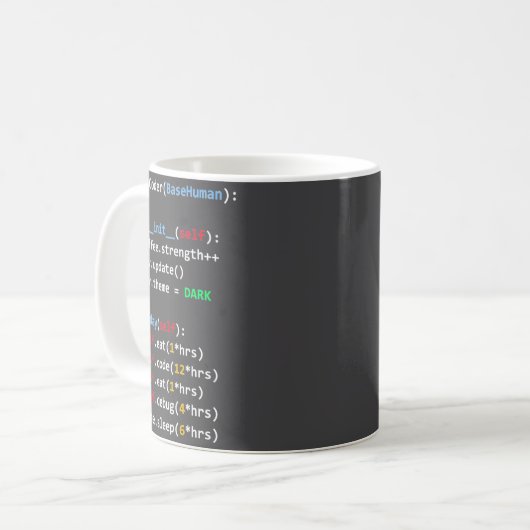 Grappige Code Python Cl Eten Code Slapen Koffiemok (Voorkant links)
