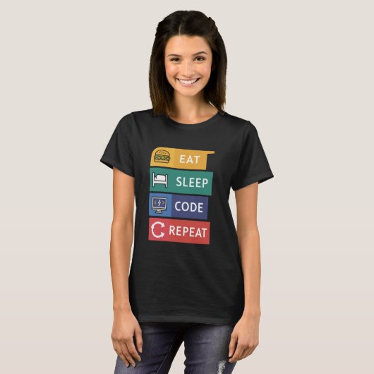 Grappige Coder Programmeur Coding Eet Slaap Code R T-shirt (Voorkant volledig)