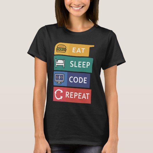 Grappige Coder Programmeur Coding Eet Slaap Code R T-shirt (Voorkant)