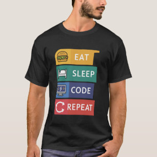 Grappige Coder Programmeur Coding Eet Slaap Code R T-shirt
