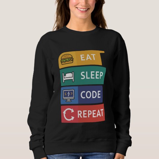 Grappige Coder Programmeur Coding Eet Slaap Code R Trui (Voorkant)