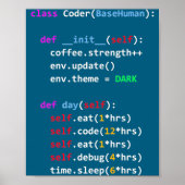Grappige Codering Python Cl Eten Code Slaap Poster (Voorkant)