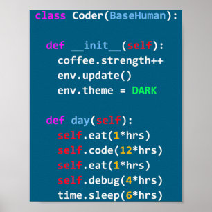 Grappige Codering Python Cl Eten Code Slaap  Poster