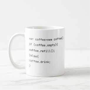 Grappige codering var coffee = new Coffee() Progra Koffiemok