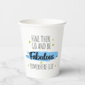 Grappige collega vertrekt, weg voor collega papieren bekers (Voorkant)