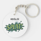Grappige comic pop art splat typografie sleutelhanger (Achterkant)