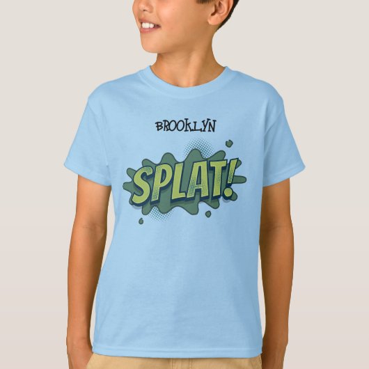 Grappige comic pop art splat typografie t-shirt (Voorkant)