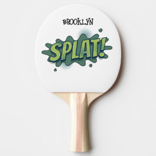 Grappige comic pop art splat typografie tafeltennisbatje