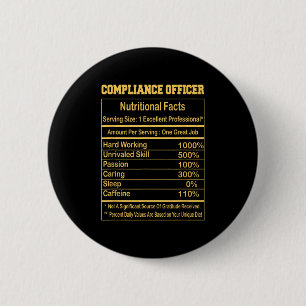 Grappige Compliance Officer Voedingsfeiten Motivat Ronde Button 5,7 Cm