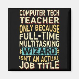 Grappige computertechnologie leraar multitasking t magneet