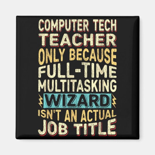 Grappige computertechnologie leraar multitasking t magneet (Voorkant)