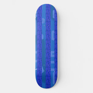 Grappige Cool Chic Blue geometrische strepen Skateboard