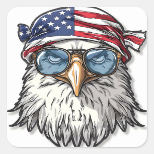 Grappige, coole Amerikaanse arend Vierkante Sticker