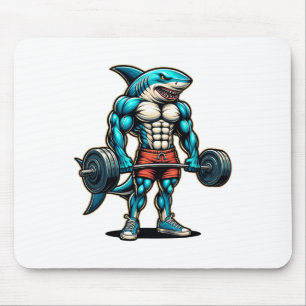 Grappige Coole Haai Gewichtheffen Bodybuilder Spie Muismat