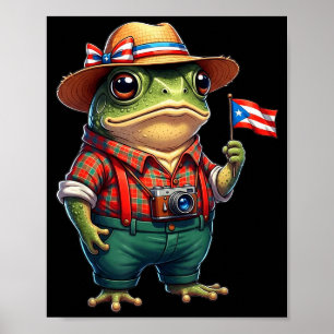 Grappige Coqui Kikker Puerto Rico Vlag Taino Boric Poster