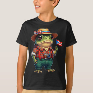 Grappige Coqui Kikker Puerto Rico Vlag Taino Boric T-shirt