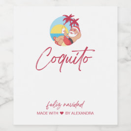 Grappige Coquito Santa Eten en Drank Label Set Wijn Etiket
