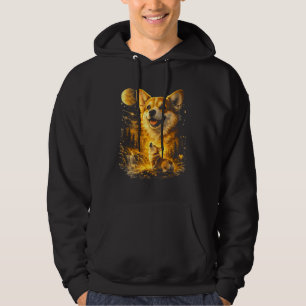 Grappige Corgi die naar de Maan huilt Hoodie