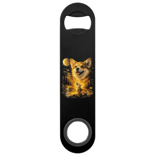 Grappige Corgi die naar de Maan huilt Speed Flessenopener