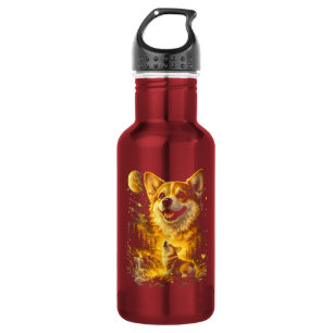 Grappige Corgi die naar de Maan huilt Waterfles