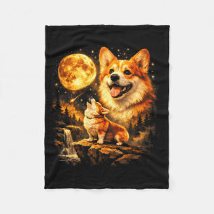 Grappige corgi die naar de maan jankt vintage myst fleece deken