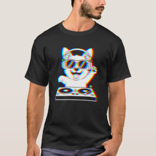 Grappige Corgi DJ Glitch Rave EDM Muziek Feest T-shirt
